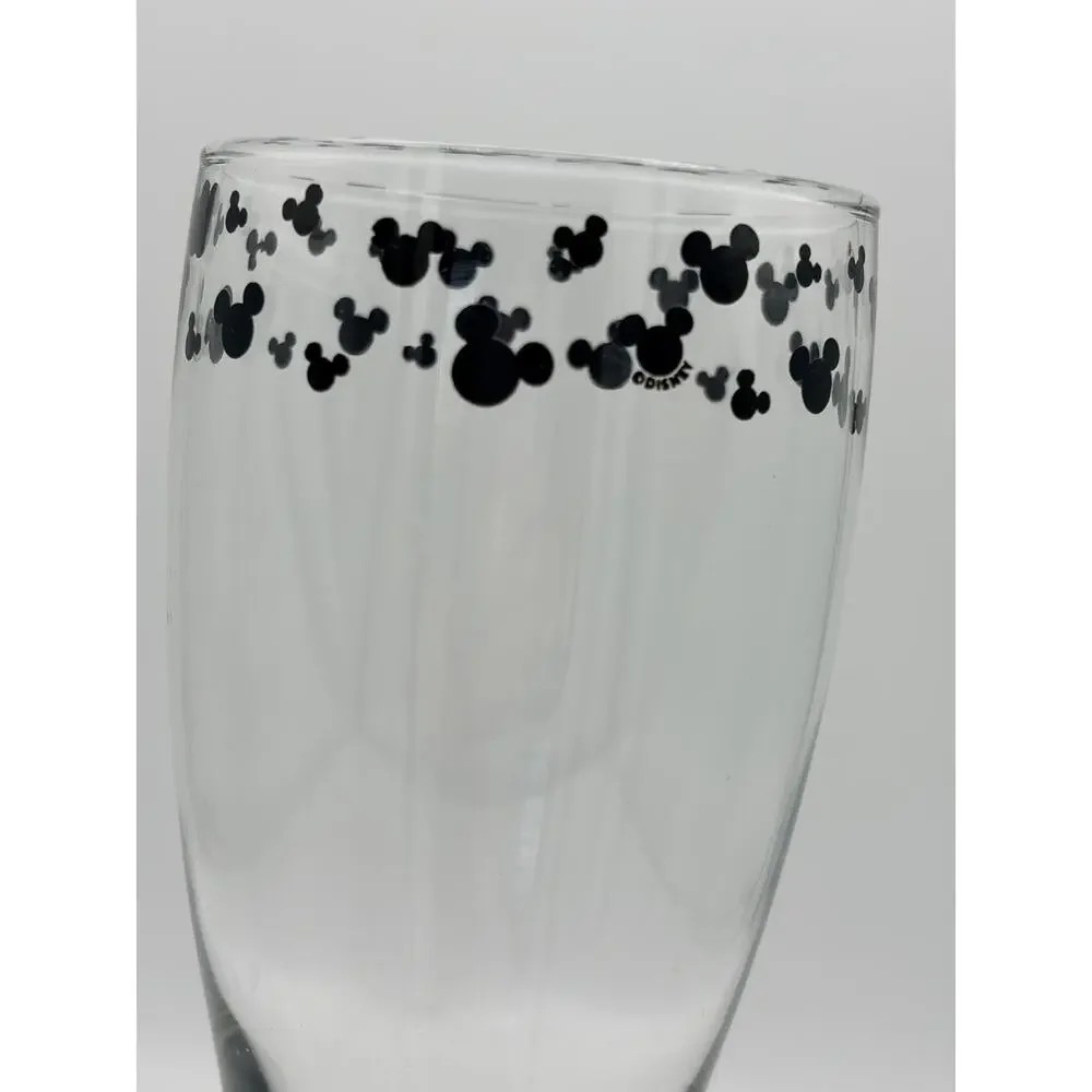 Disney Parks Mickey Mouse Icons Pilsner Glass Clear Black Base Disney